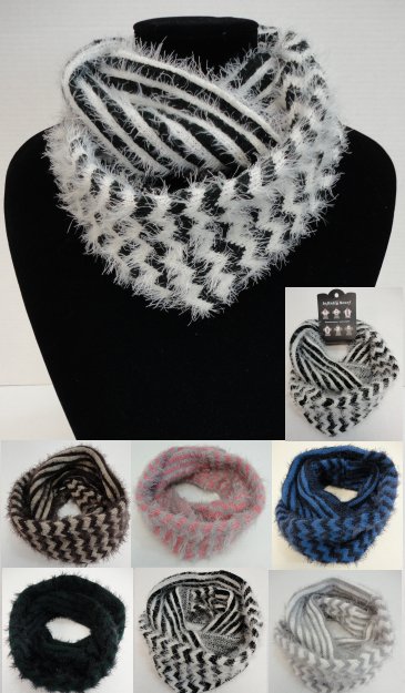 Knitted Infinity SCARF [Shaggy Chevron]